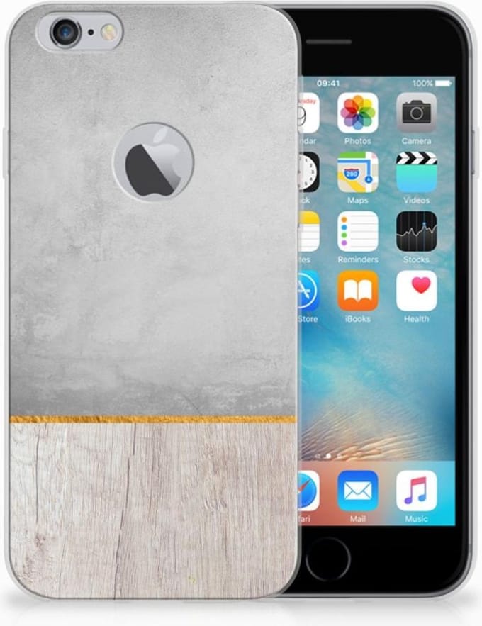 Apple iPhone 6 Plus | 6s Plus Bumper Hoesje Wood Concrete