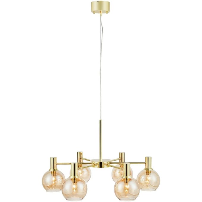 Markslöjd Hanglamp Ambra, messing/amber, glas, Ø 75 cm