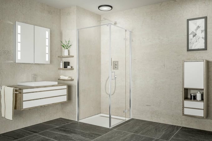 Ben meteora Douchecabine - Rechtsdraaiend - 90x90x200 cm - Veiligheidsglas - Chroom - Douchewand