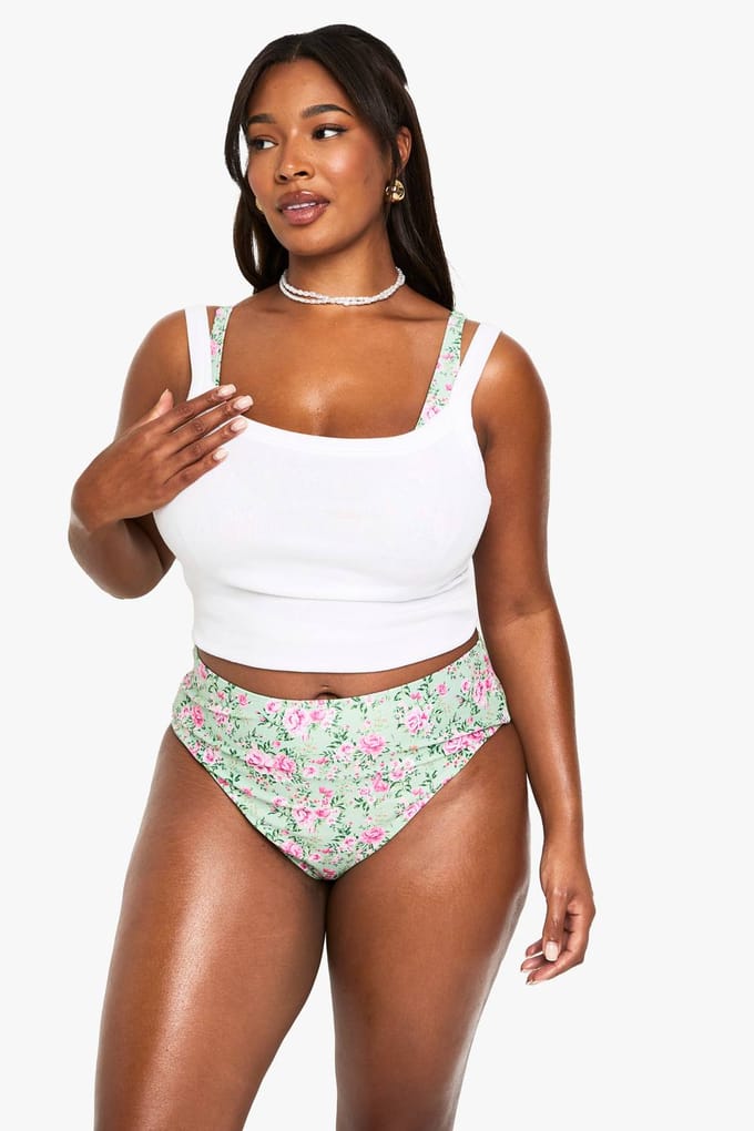 boohoo Dames PLUS DITSY BLOEMEN BIKINI SET | Baby Pink | Maat: 26