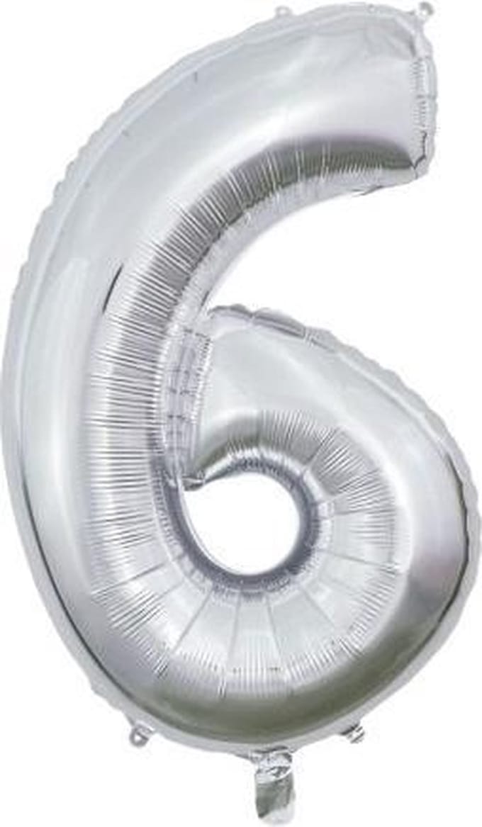 Wefiesta Cijferballon 6 Folie 66 Cm Zilver