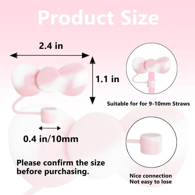 Couvercles de paille en forme de nœud mignon, compatibles avec les gobelets de 30 et 40 oz, couvercles réutilisables en silicone pour protéger les pailles 3PCS E