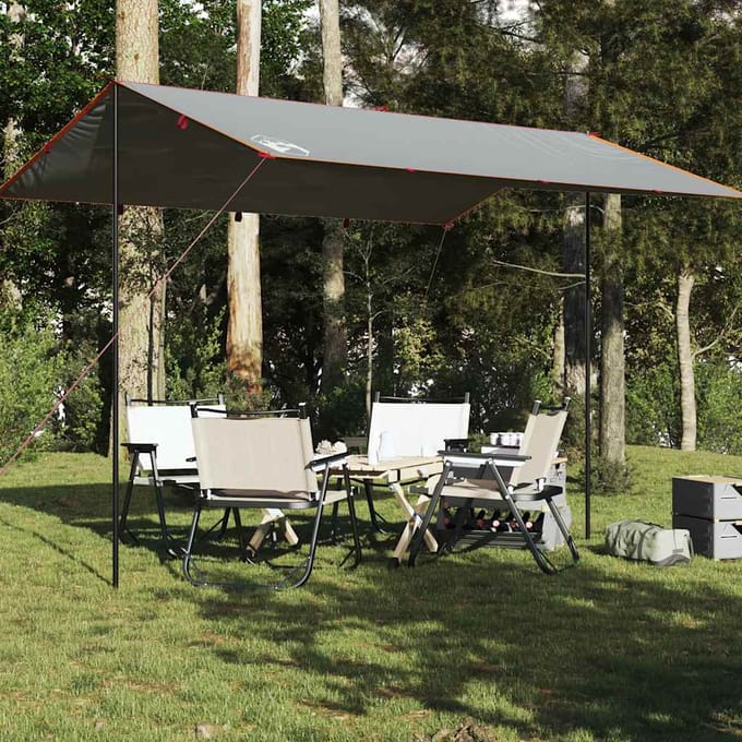 vidaXL - Kampeerluifel - waterdicht - 400x294 - cm - grijs - en - oranje