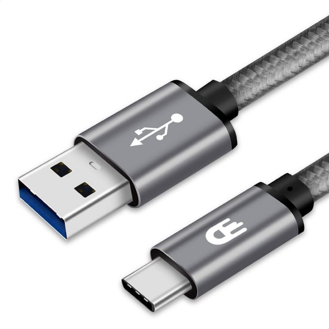 Drivv USB naar USB C Kabel - Snellader - USB C naar USB A Oplaadkabel - 2 meter - Space Grey
