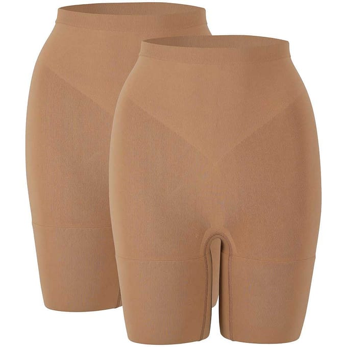 Sarlini - Corrigerende hipster short - Dames 2-Pak - Maat M - Bruin - shapewear dames - corrigerend ondergoed dames