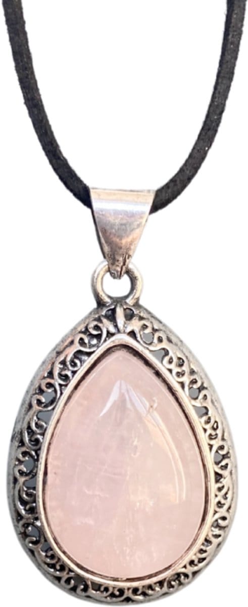 Ketting -roze Quarts -Metaal - Charme Bijoux