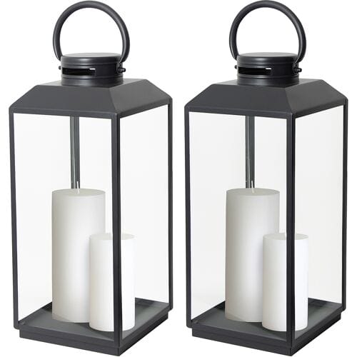 KS Verlichting Set van 2 Newport Windlicht Zwart Large