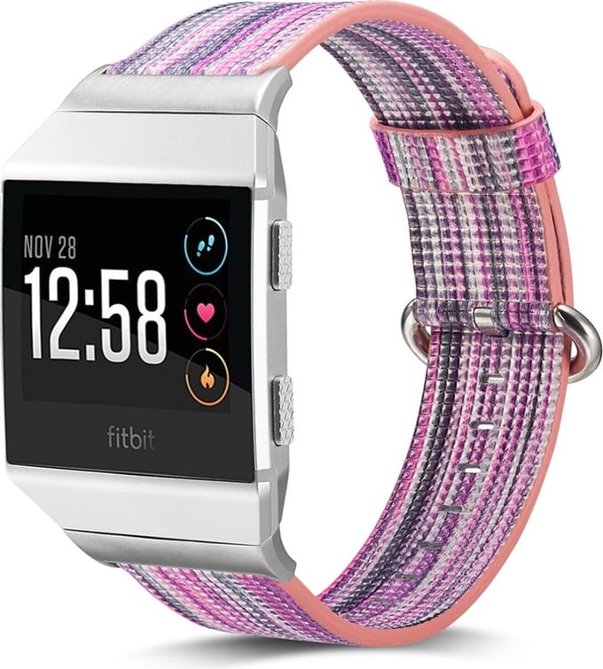 By Qubix - Compatible Fitbit bandje - Geschikt voor fitbit Ionic TPU bandje - Fuschia / Zilver