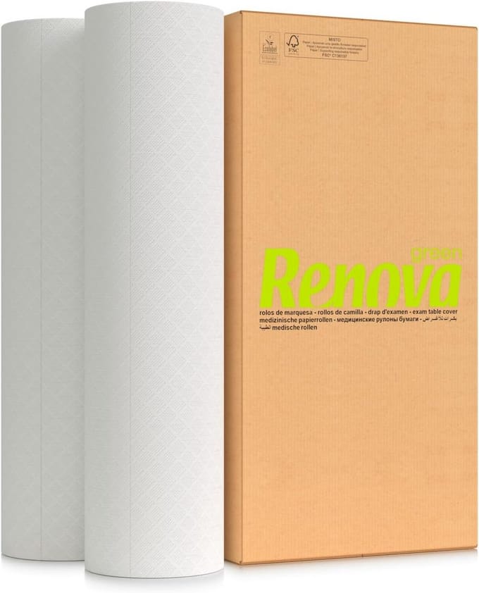 6 Rollen Onderzoeksrol Papier Wit 1-Laags 600mm Breed - Ecolabel Gecertificeerd