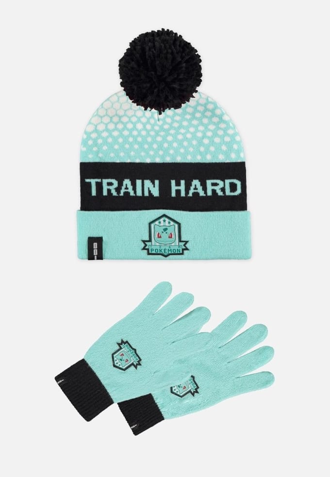 Pokémon Muts & Handschoenen Set Bulbasaur Train Hard Turquoise