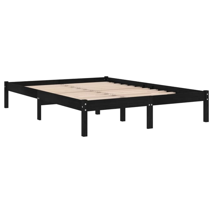 vidaXL - Bedframe - massief - grenenhout - zwart - 200x200 - cm