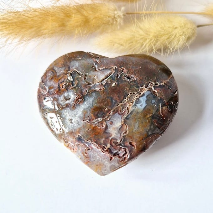 Druzy Rode Mosagaat Hart 6-8cm – #43 (perfect voor Valentijn)