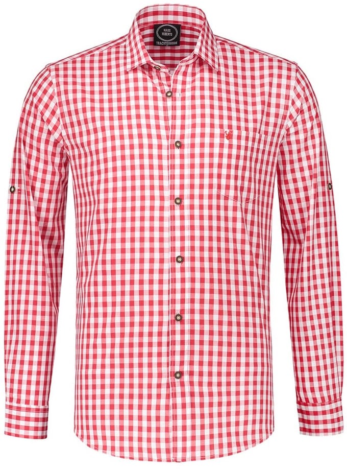Tirol Hemd Lange Mouwen Heren - Rood-wit - Maat 5XL