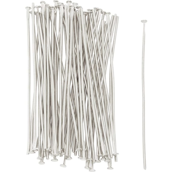 Pinnen voor magische kraal, ca. 50mm, 50 stuks - Zilver