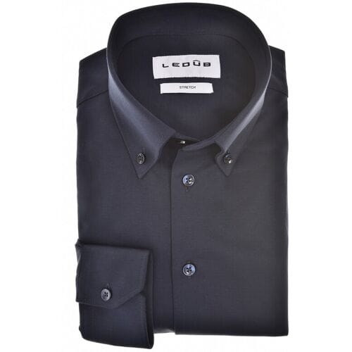 Ledûb Overhemd Cotton Jersey Stretch Uni Color Button-Down Blauw / male