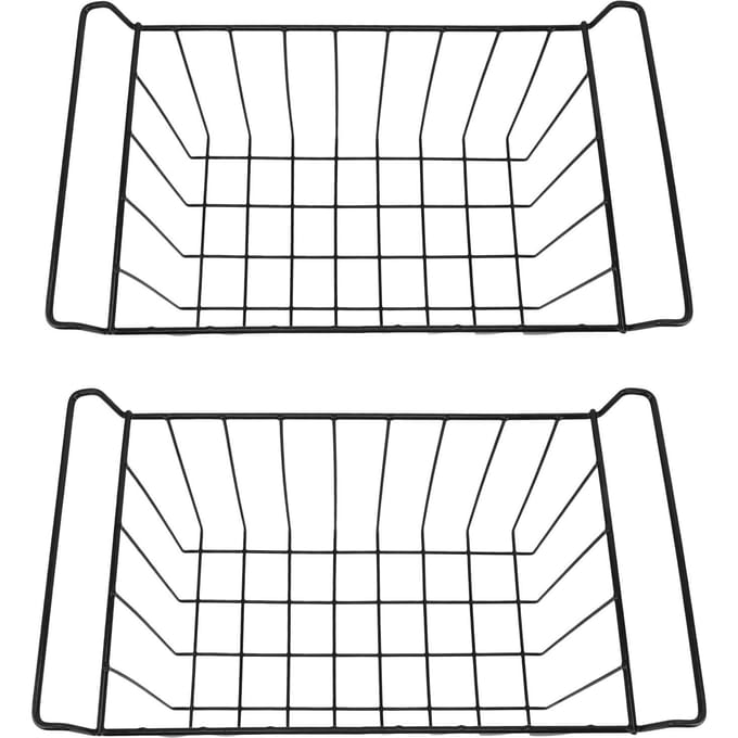 Panier de Congélateur Fil d'Acier Revêtement PE Gain de Place Multifonctionnel Organisateur de Congélateur Bac pour Rangement Alimentaire Réfrigérateur noir