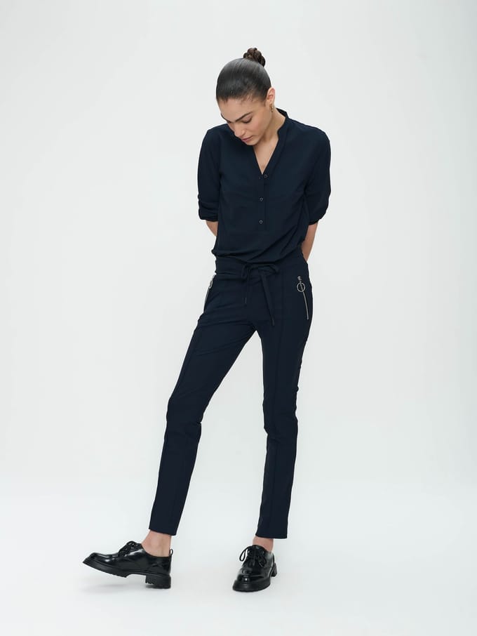 Pants Emma-straight leg fit Technical Jersey | Blue - Blue / S