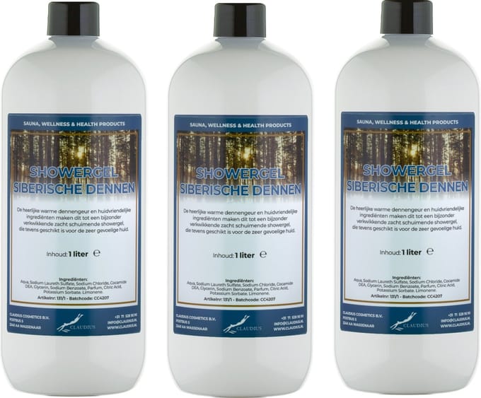 Douchegel Siberische Dennen 1 Liter - set van 3 stuks - Showergel