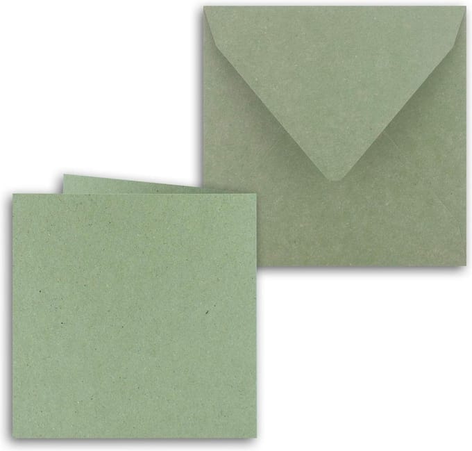 75 stuks groene vierkante vouwkaarten van kraftpapier 15x15 cm - Milieu serie