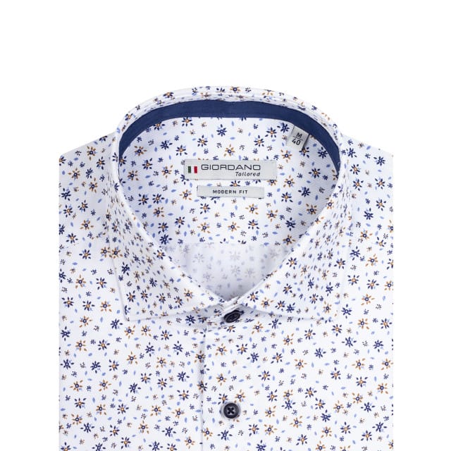 Giordano - Lange mouw overhemd - Mannen - L - Wit - Katoen - 417887