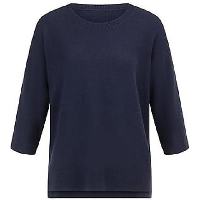 Ronde hals trui kasjmier Van Peter Hahn blauw