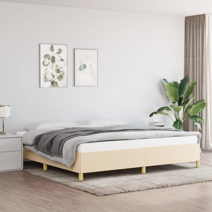 vidaXL - Bedframe - zonder - matras - stof - crèmekleurig - 200x200 - cm