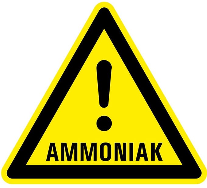 Waarschuwingsbord ammoniak - kunststof 100 mm