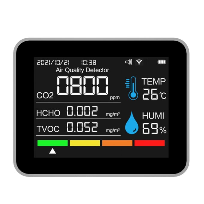 Binnenluchtkwaliteitsmonitor 12 functies WiFi Thermometer Hygrometer WiFi voor Tuya Smart App met 2,8 Kleurendisplay wit