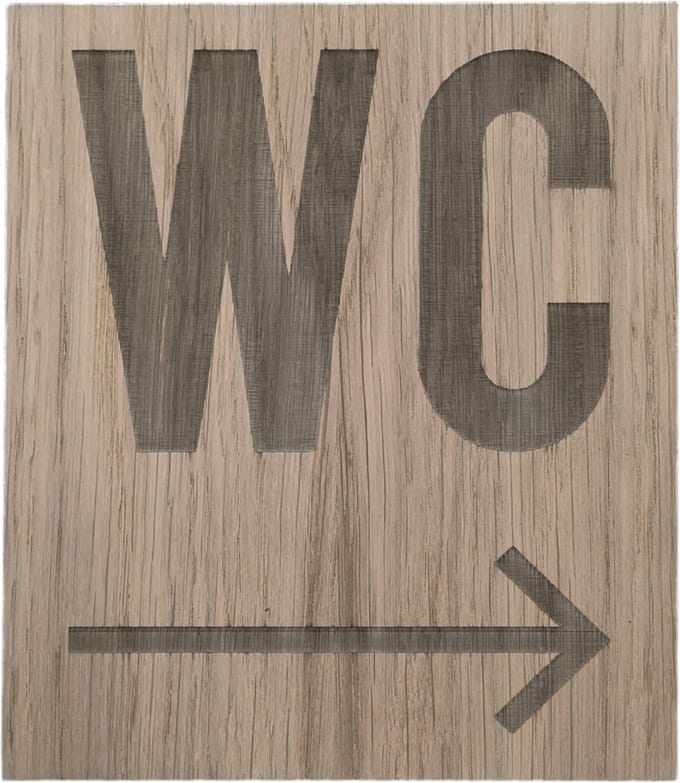 Bordje WC met pijl rechts - groot