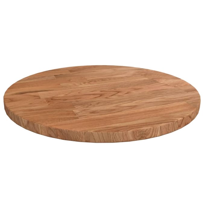 vidaXL - Tafelblad - rond - Ø30x1,5 - cm - bewerkt - massief - eikenhout - lichtbruin