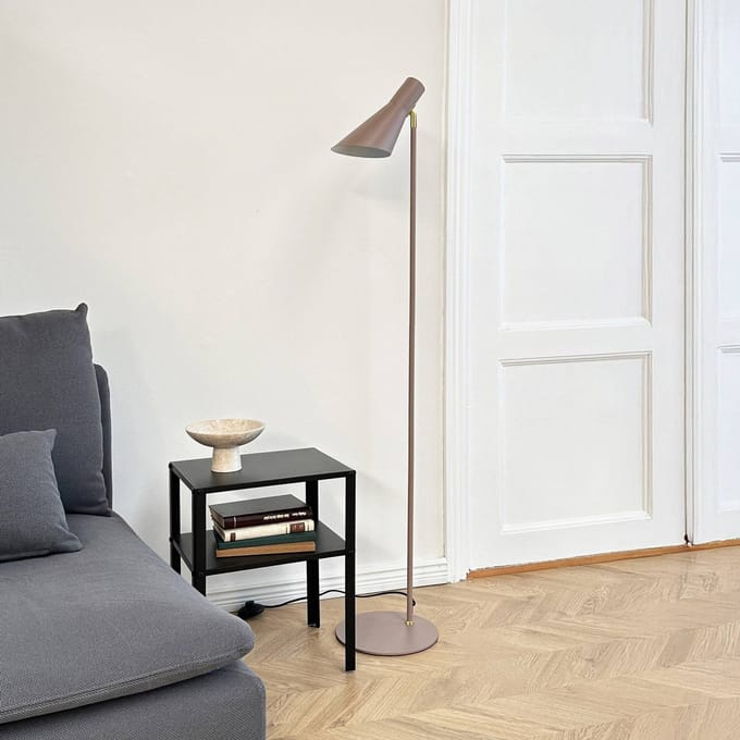 Dyberg Larsen vloerlamp DL12, beige/messing, 139 cm, metaal
