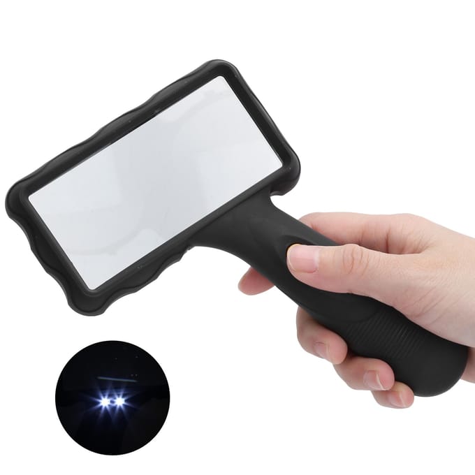 2x Vergrootglas Handheld Rechthoekige Vergrootglas met 2 LED-lampjes voor Lezen Sieraden