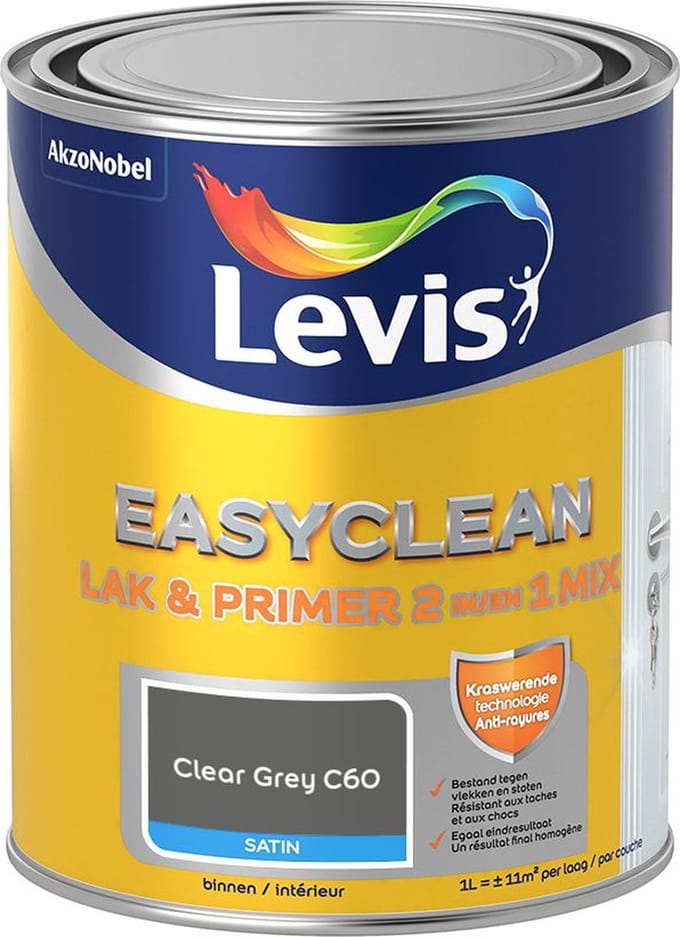 Levis - Easyclean Lak & Primer 2-In-1 Mix - Clear Grey C60 - Mengverf - 1 L