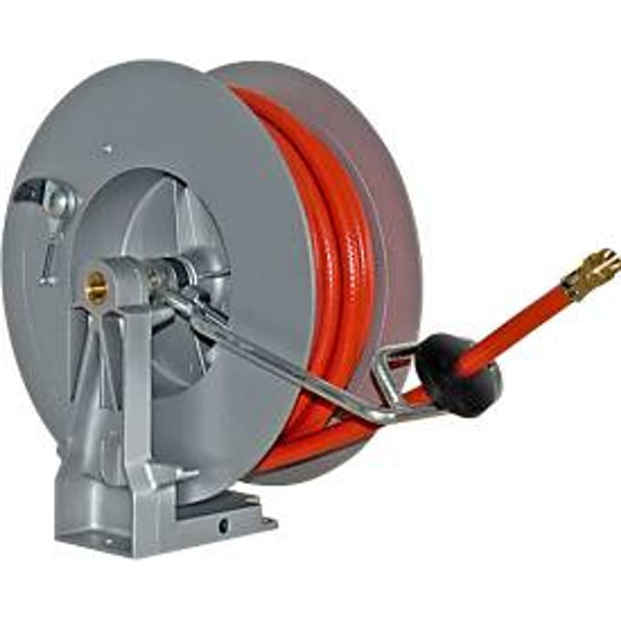 Slanghaspel, automatisch, voor perslucht, lengte 10 meter, gietaluminium