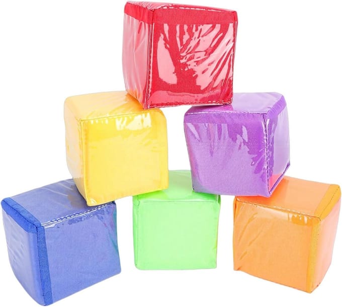 Schuim Dobbelstenen - Educatieve Kubussen - Interactief Leren - Met Transparante Vakken - 8 cm - Multicolor