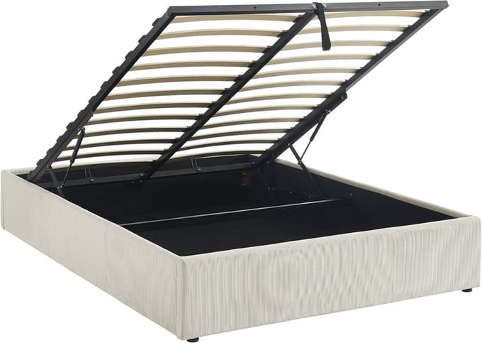 sweeek - Bed met lattenbodem b204 x d148 x h32cm, afwerking corduroy
