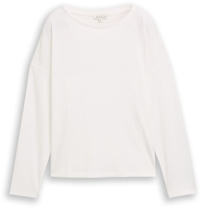 Tom Tailor - Losvallend shirt met lange mouwen en geribde structuur - Maat S - Whisper White