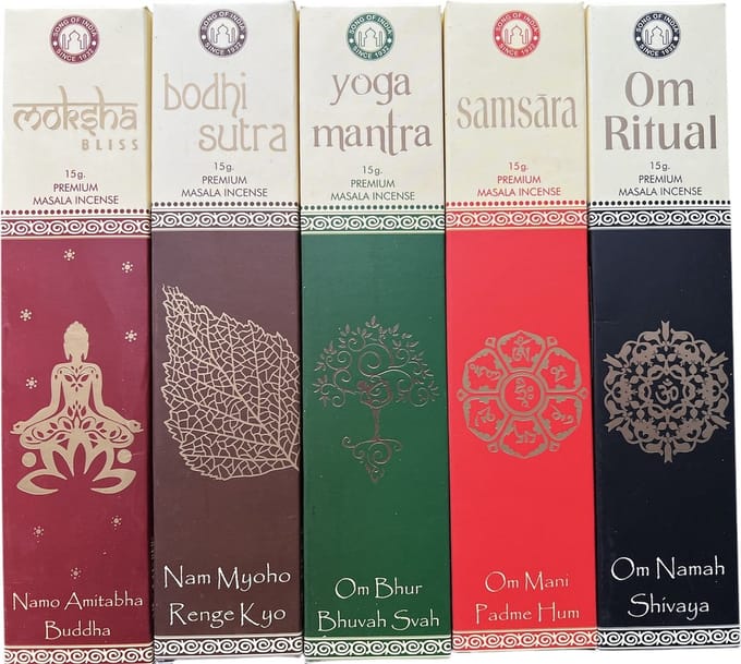 Song of india - wierook - masala - geurstokjes - set van 5
