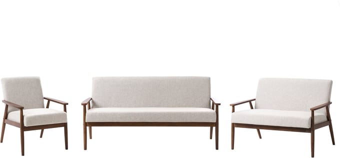 ESRUM - Bankenset - Grijs/Donkerbruin - Polyester