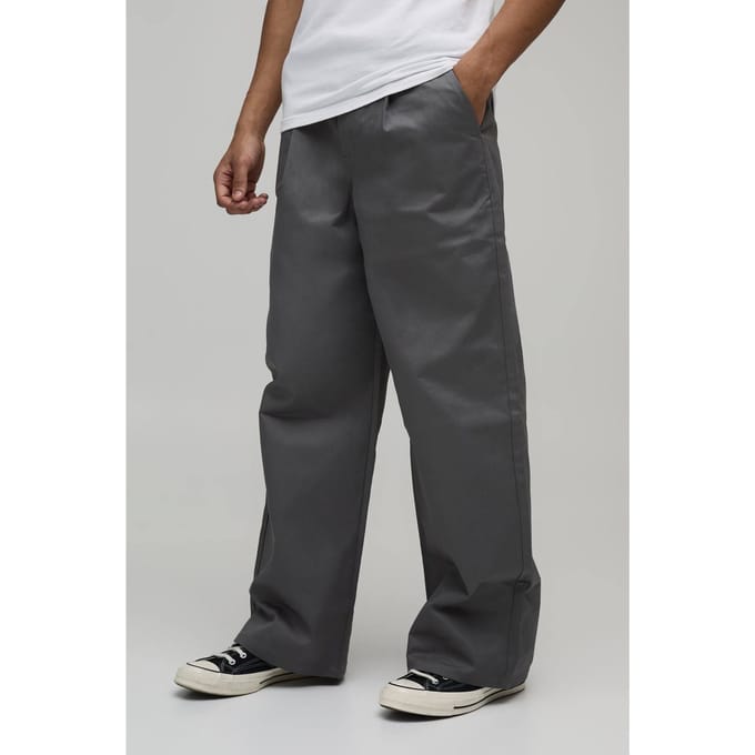 Wide Fit Pleat Front Work 365 Trouser | Charcoal | Size 44