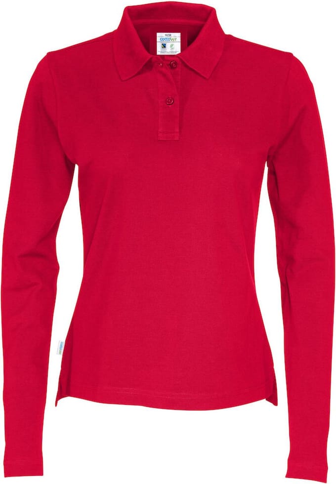 Cottover POLO PIQUE LONG SLEEVE LADY - GOTS GECERTIFICEERD 141017 - Rood - S
