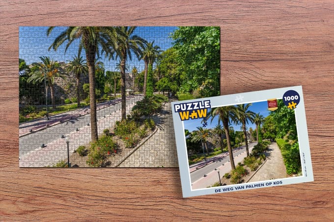 Puzzel De weg van Palmen op Kos - Legpuzzel - Puzzel 1000 stukjes volwassenen