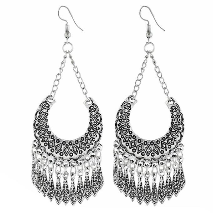 Fako Bijoux® - Oorbellen - Bohemian - Boho Dangle - Zilverkleurig