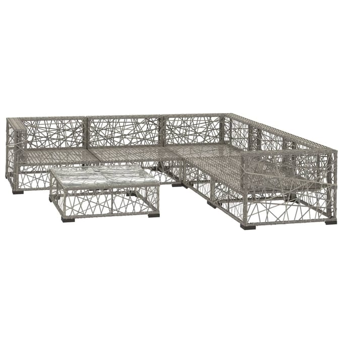 vidaXL - 6-delige - Loungeset - met - kussens - poly - rattan - grijs
