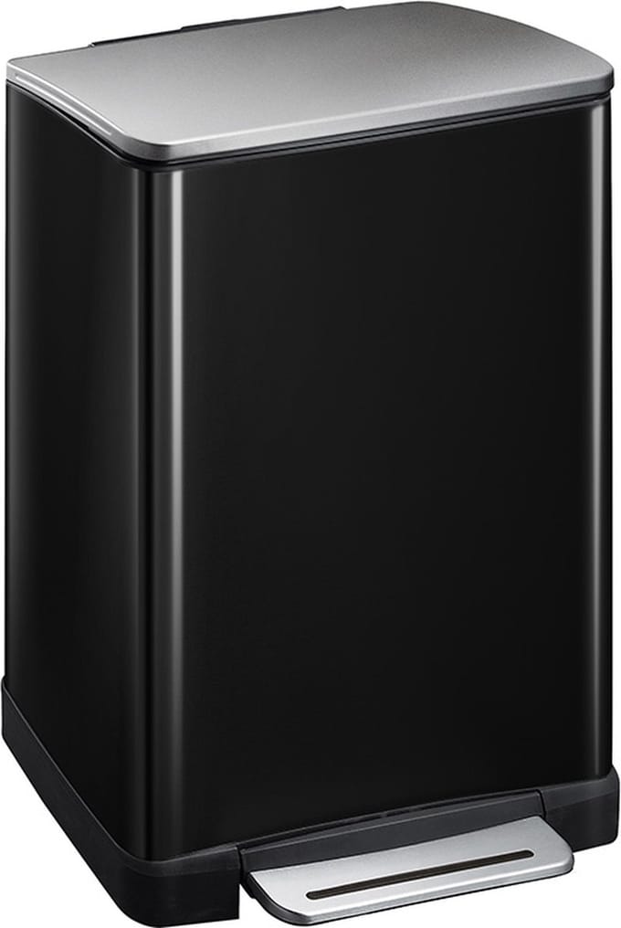 EKO - E-Cube pedaalemmer 40 liter - Stainless steel Plastic - zwart glanzend, mat RVS - Prullenbak