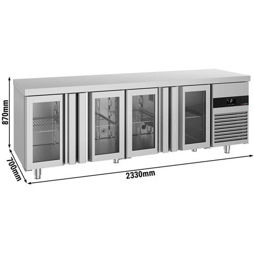 GGM Gastro Kühltisch PREMIUM - 2300x700mm - mit 4 Glastüren