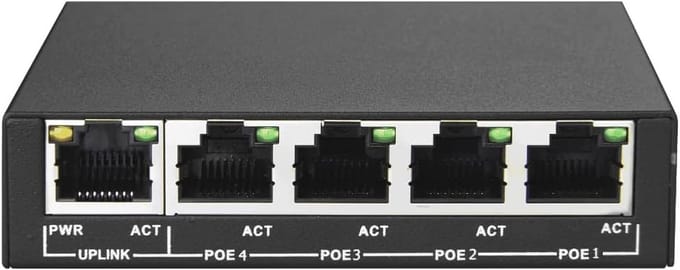 Mini Poe Switch met 5 Poorten, Power over Ethernet, 802.3af, 802.3at, tot 250 meter
