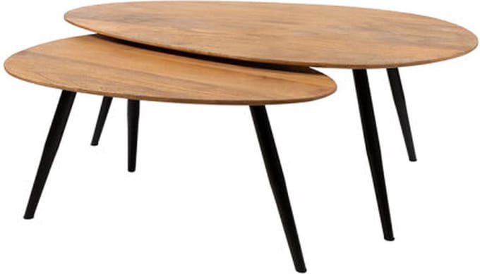 Salontafel Kassel organisch set van 2 Mangohout 1,7 cm dik - Naturel