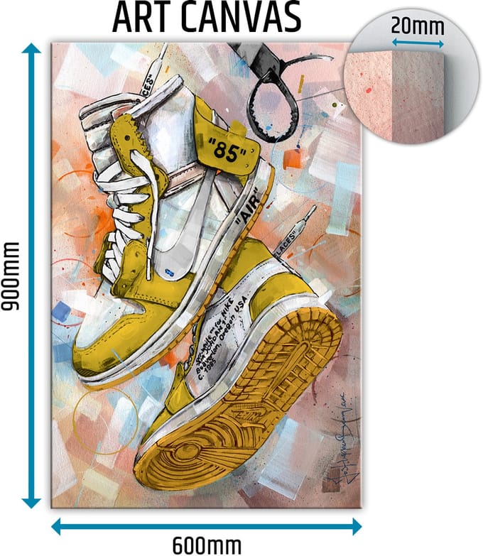 Sneaker canvas Off White yellow 60x90 cm