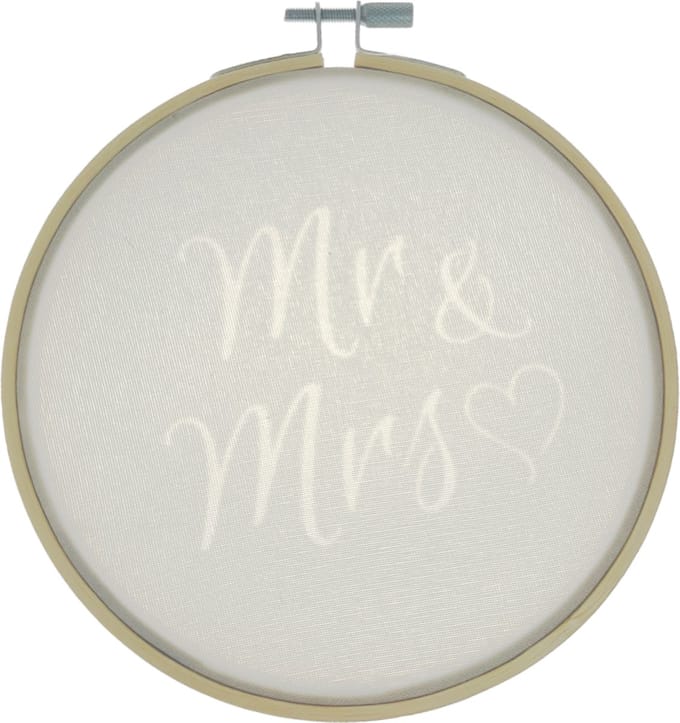 Wanddecoratie - Borduurring - Mr & Mrs - 14cm